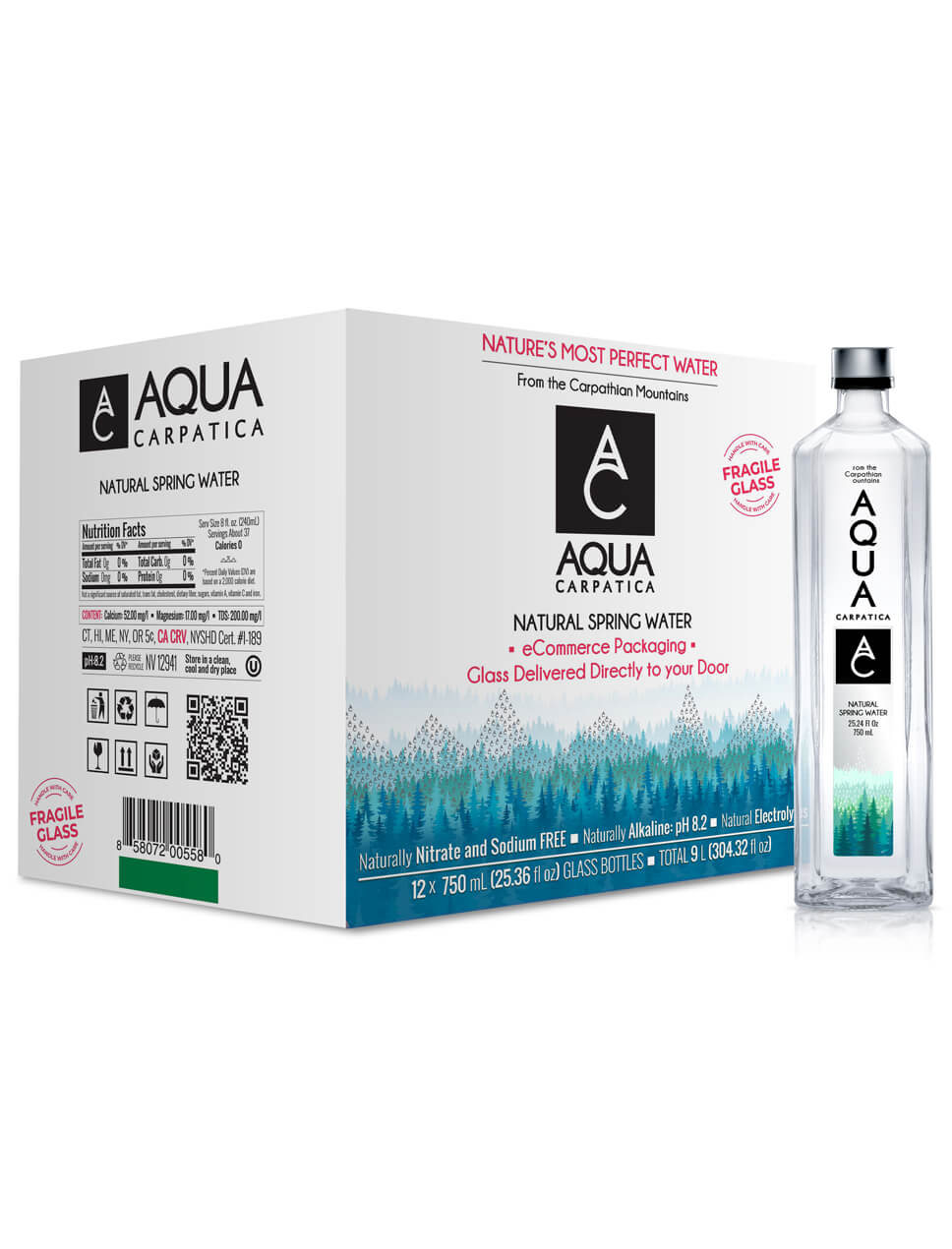 Aqua Carpatica Natural Spring Water 750ml - Glass (12 Count)